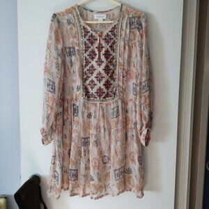 Velvet by Graham and Spencer Chiffon Embroidered Dress L